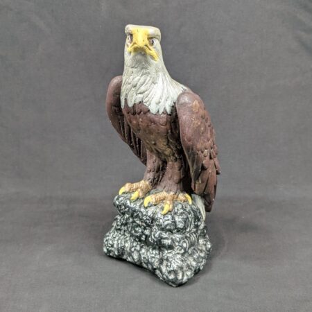 Vintage Hand-Painted Bald Eagle Statue Chalkware Plaster 10.5 Inch Tall Figurine