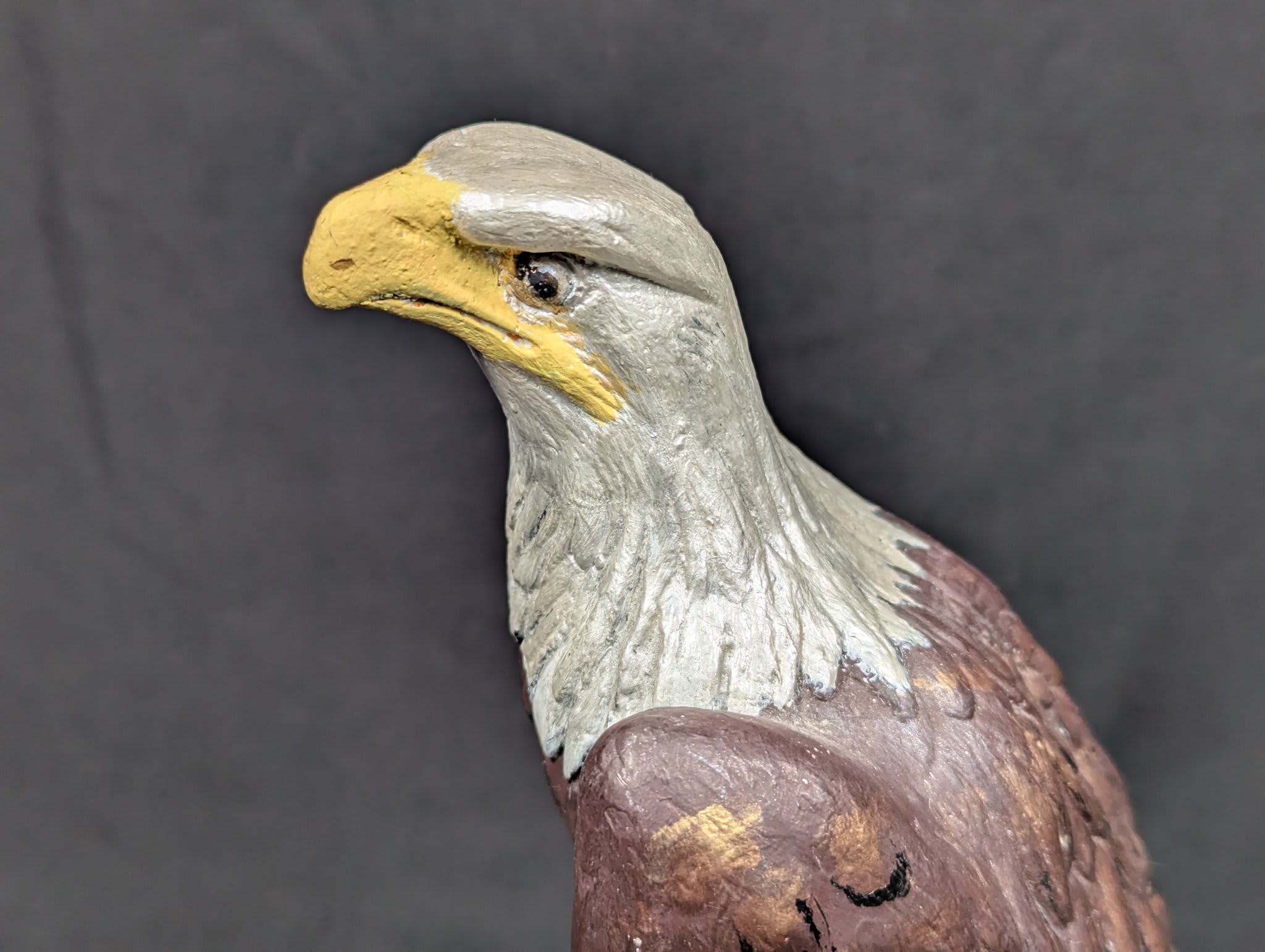 Vintage Hand-Painted Bald Eagle Statue Chalkware Plaster 10.5 Inch Tall Figurine - Image 7
