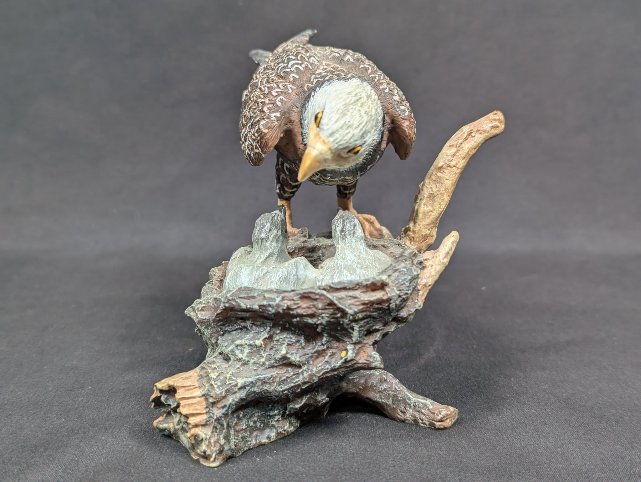 Vintage Bald Eagle Family Figurine Hand Painted Resin Nest Sculpture 4.5 Inches - Image 2