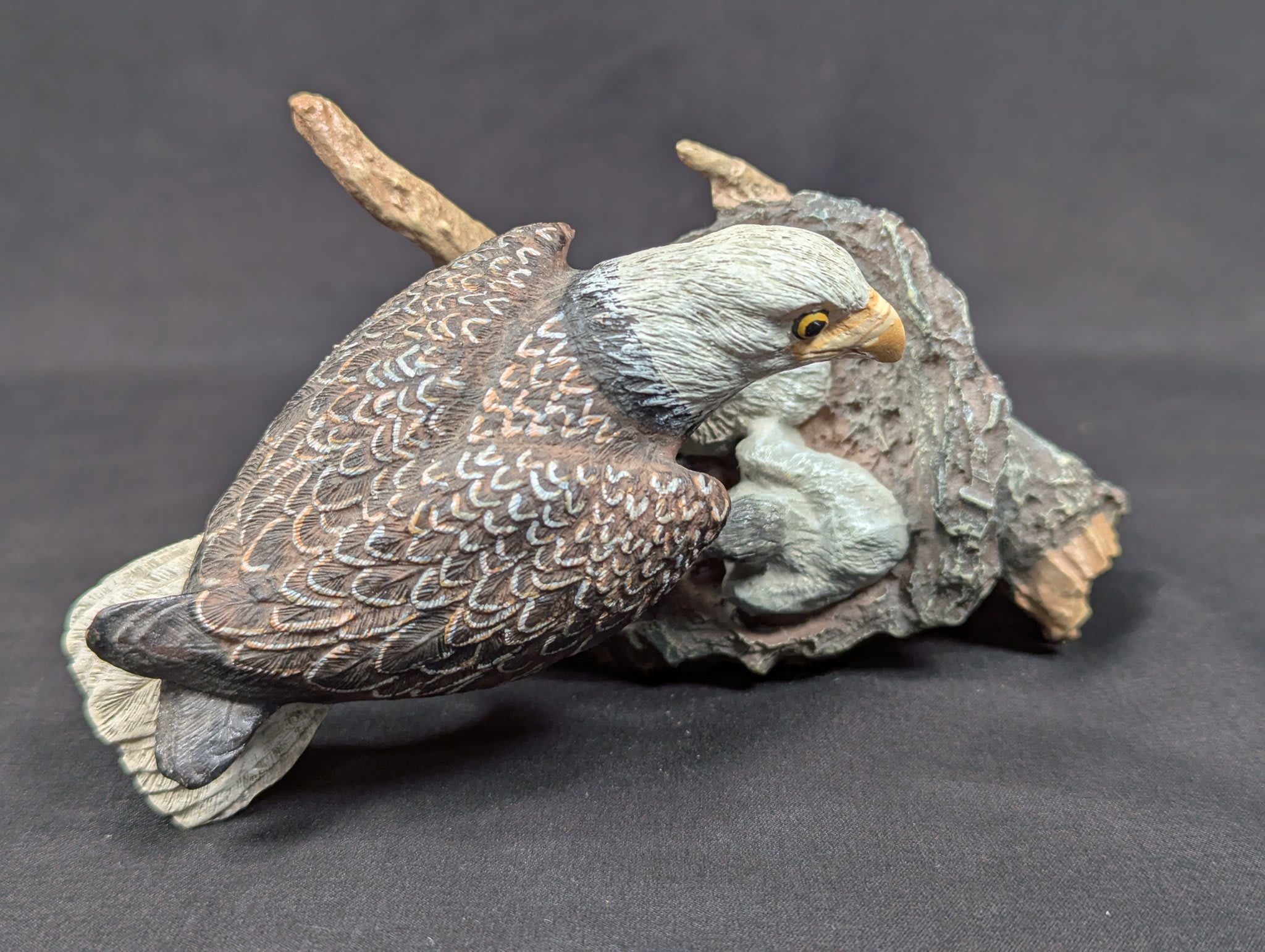 Vintage Bald Eagle Family Figurine Hand Painted Resin Nest Sculpture 4.5 Inches - Image 6