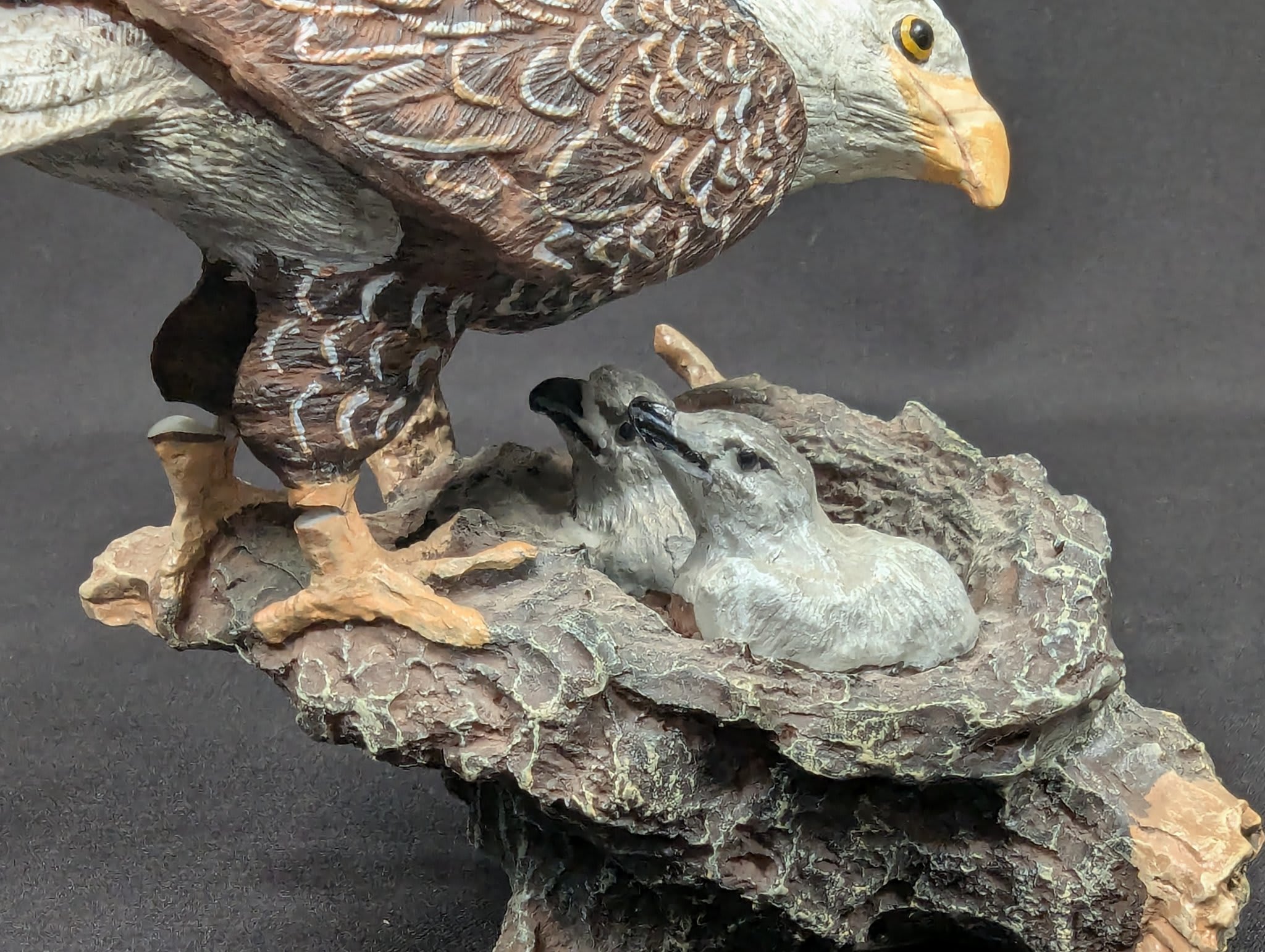 Vintage Bald Eagle Family Figurine Hand Painted Resin Nest Sculpture 4.5 Inches - Image 8