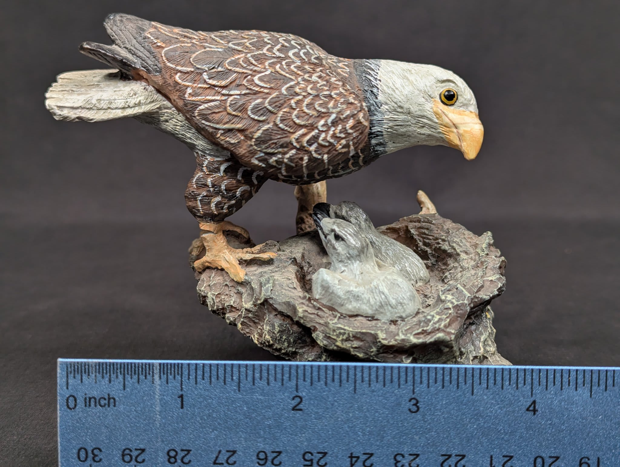 Vintage Bald Eagle Family Figurine Hand Painted Resin Nest Sculpture 4.5 Inches - Image 9