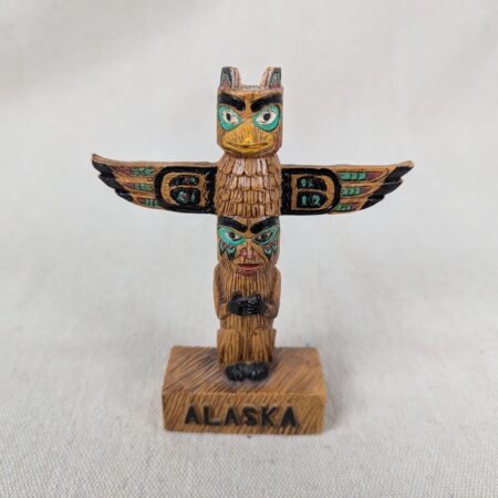 Vintage Alaska Souvenir Totem Pole Figurine Resin Hand Painted 4 Inch Tall Good