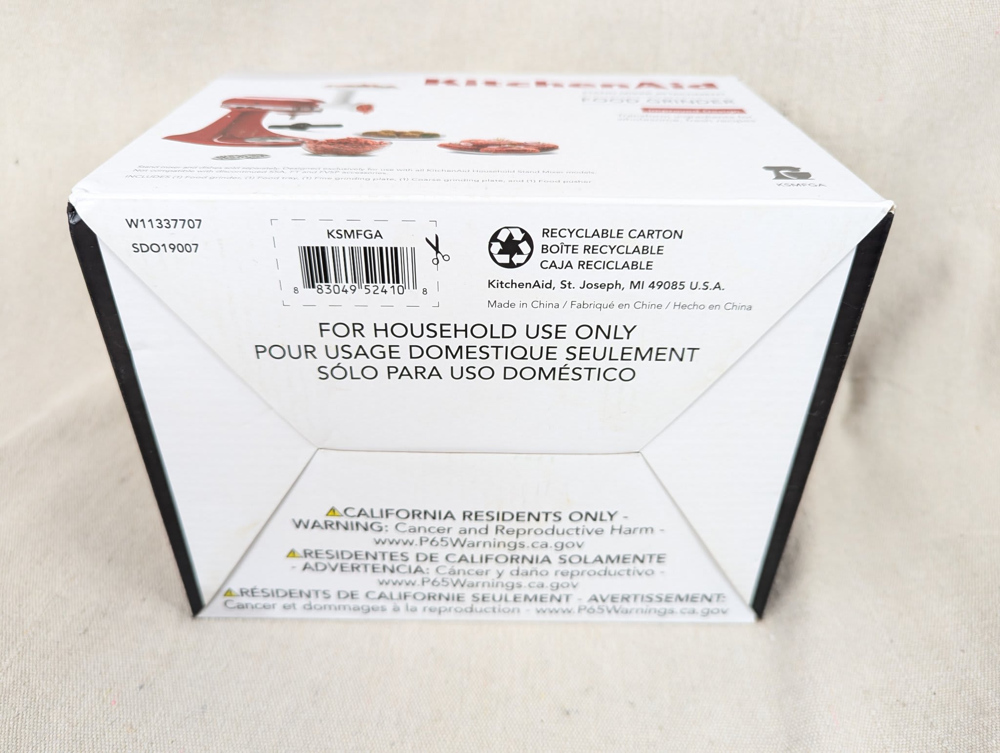KitchenAid Food Grinder Attachment Model KSMFGA Stand Mixer Accessory New Ope... - Image 5