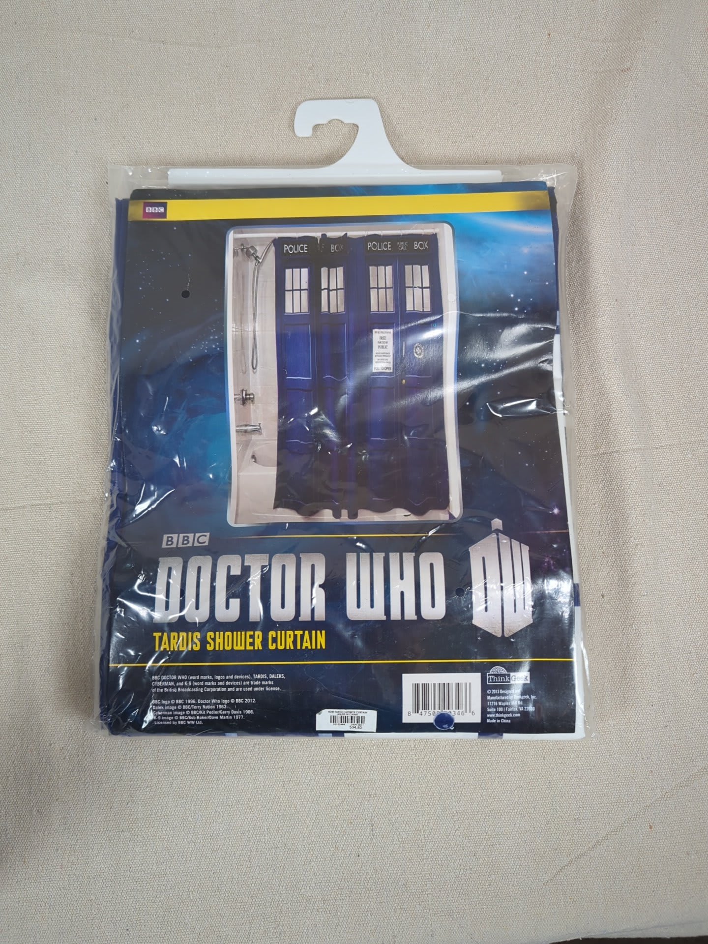 ThinkGeek Doctor Who TARDIS Shower Curtain 2013 Official Licensed New in Package