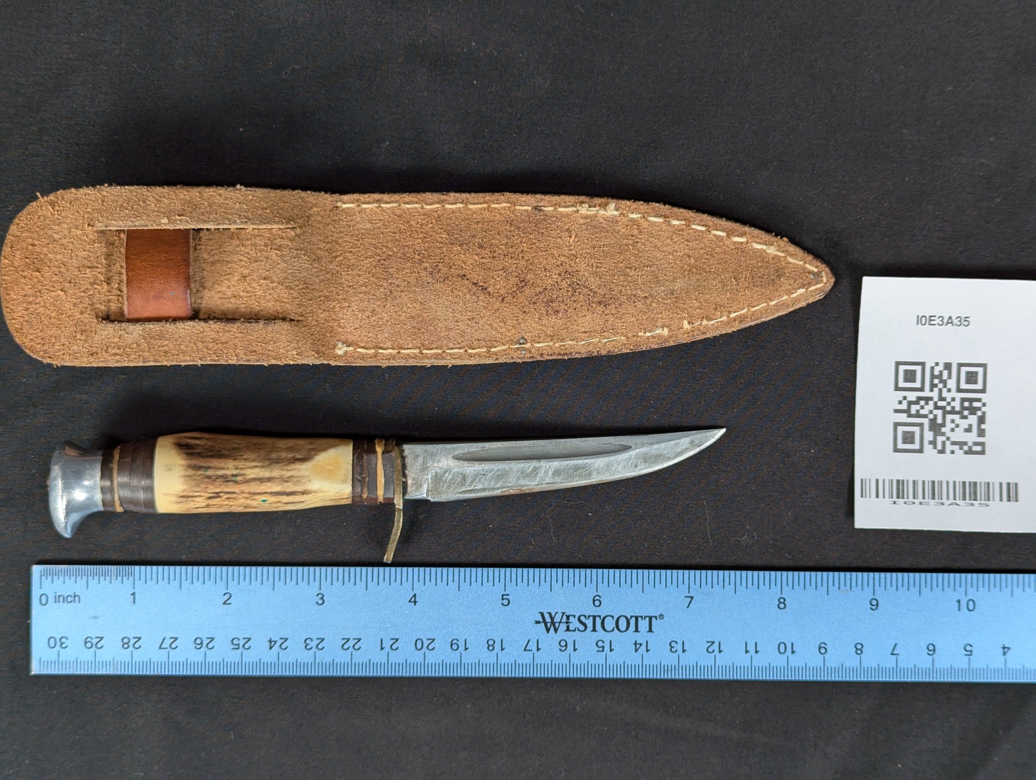 Vintage Olsen Knife Co. Fixed Blade Hunting Knife Stag Handle Solingen Germany - Image 15