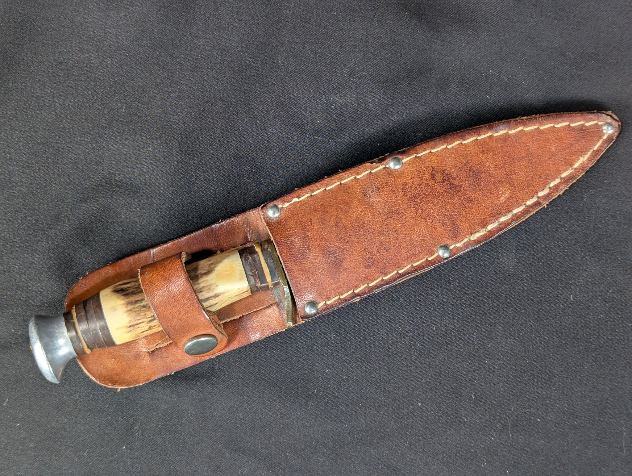 Vintage Olsen Knife Co. Fixed Blade Hunting Knife Stag Handle Solingen Germany - Image 16
