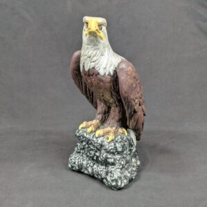 Vintage Hand-Painted Bald Eagle Statue Chalkware Plaster 10.5 Inch Tall Figurine