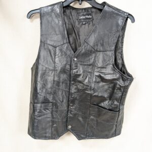 Vintage 1990s Leather Works Patchwork Leather Vest Men's Size Large Brown Snap