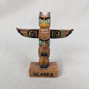 Vintage Alaska Souvenir Totem Pole Figurine Resin Hand Painted 4 Inch Tall Good
