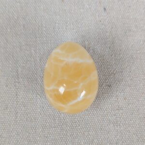 Polished Yellow Calcite Decorative Egg Natural Stone Banded Pattern 2 Inch Tall