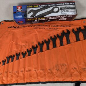 Neiko 16-Piece SAE Combination Wrench Set Model 03574A Raised Panel Black Oxide