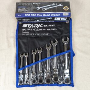 Stark Elite 7-Piece SAE Flex-Head Ratcheting Wrench Set Model 18704 New Condi...