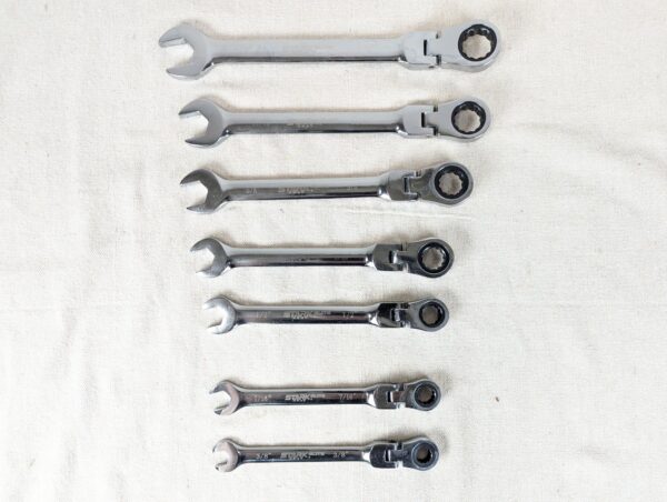Stark Elite 7-Piece SAE Flex-Head Ratcheting Wrench Set Model 18704 New Condi...