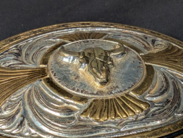 1000058622_7MXede_g7mglh.jpg Award Design Medals Vintage Western Bull Skull Belt Buckle Silver Plated Gold...