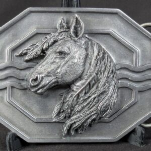 Vintage 1988 Siskiyou Buckle Co Mighty Horse Belt Buckle Solid Pewter Made in...