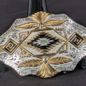 Montana Silversmiths Belt Buckle Silver Plated Gold Tone Southwestern Design New