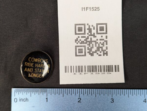 1000058663_XgCvfy_omu67j.jpg Vintage Novelty Lapel Pin Cowboys Ride Harder And Stay On Longer Gold Tone Metal