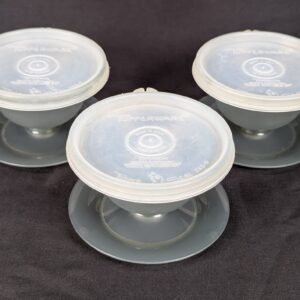 Vintage Tupperware Pedestal Dessert Sherbet Bowls with Lids Set of 3 Mid-Century
