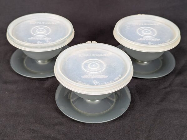 Vintage Tupperware Pedestal Dessert Sherbet Bowls with Lids Set of 3 Mid-Century