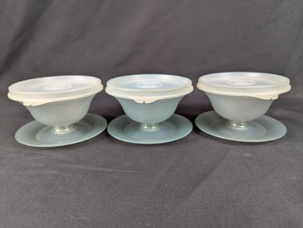 Vintage Tupperware Pedestal Dessert Sherbet Bowls with Lids Set of 3 Mid-Century