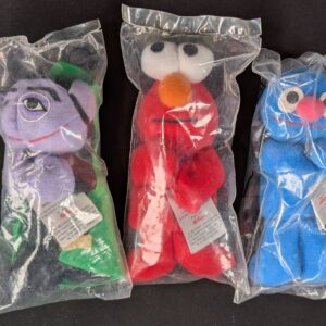 Vintage 1999 Sesame Street Kellogg's Mini Beans Plush Set Elmo Grover The Count