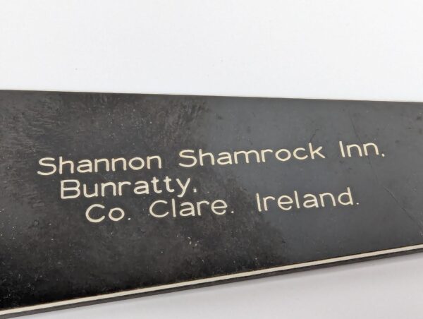Vintage Hotel Skeleton Key and Black Plastic Fob Shannon Shamrock Ireland