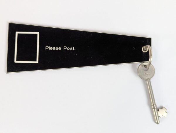 Vintage Hotel Skeleton Key and Black Plastic Fob Shannon Shamrock Ireland