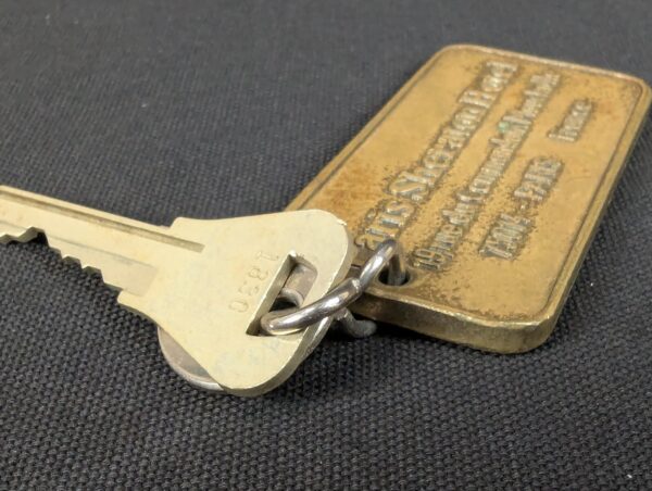 Paris Sheraton Hotel Metal Room Key and Brass Fob 19 rue du Commandant Mouchotte