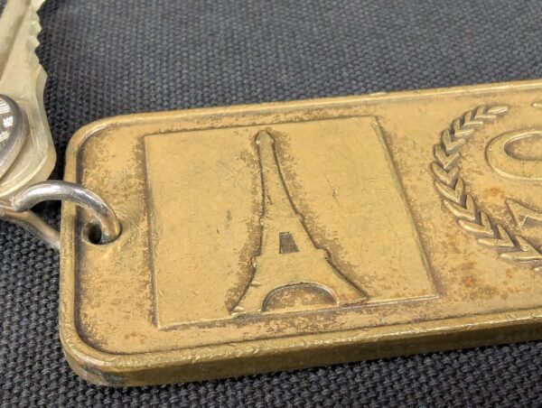 Paris Sheraton Hotel Metal Room Key and Brass Fob 19 rue du Commandant Mouchotte