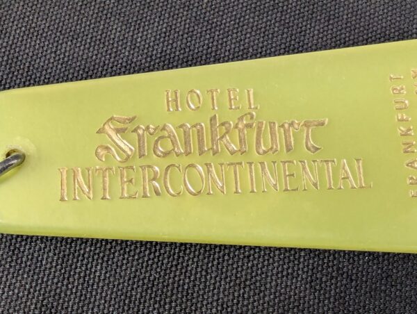 Vintage InterContinental Hotel Frankfurt Room Key Fob 1251 West Germany Green...