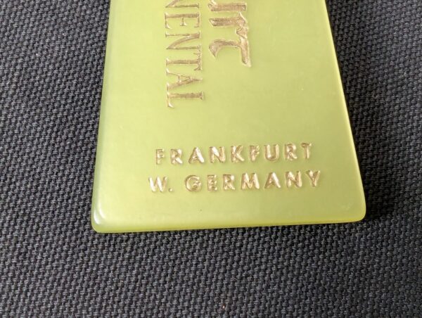Vintage InterContinental Hotel Frankfurt Room Key Fob 1251 West Germany Green...