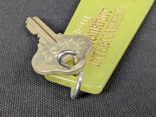 Vintage InterContinental Hotel Frankfurt Room Key Fob 1251 West Germany Green...