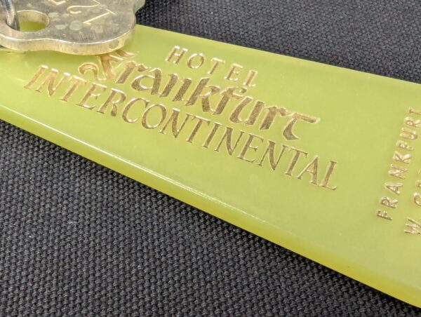 Vintage InterContinental Hotel Frankfurt Room Key Fob 1251 West Germany Green...