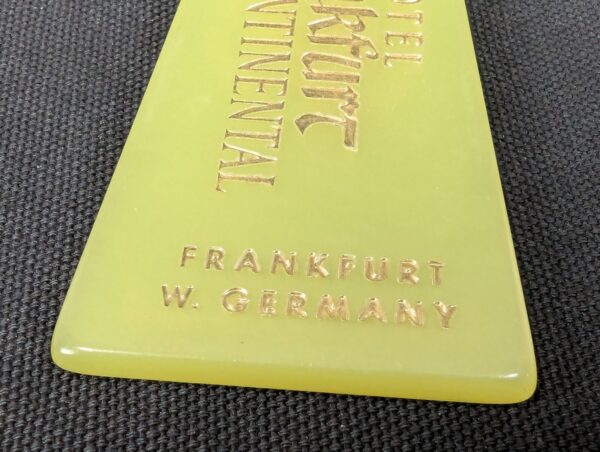 Vintage InterContinental Hotel Frankfurt Room Key Fob 1251 West Germany Green...