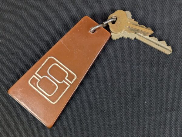 Vintage Hotel Room Key and Fob Set Sydney Australia Brown Tag R.B. Davies 3515