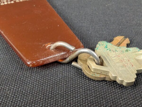 Vintage Hotel Room Key and Fob Set Sydney Australia Brown Tag R.B. Davies 3515