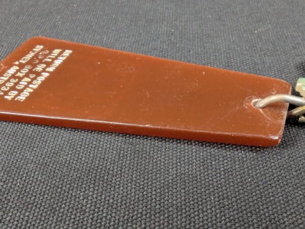 Vintage Hotel Room Key and Fob Set Sydney Australia Brown Tag R.B. Davies 3515