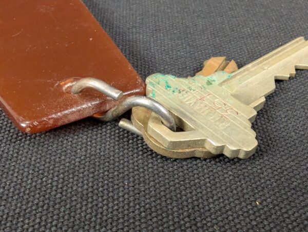 Vintage Hotel Room Key and Fob Set Sydney Australia Brown Tag R.B. Davies 3515