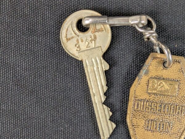 Vintage NEMEF Hotel Room Key and Brass Fob 327 Dusseldorf Hilton Collectible ...