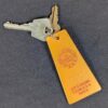 Vintage Guam Hilton Hotel Room Key and Plastic Tag Set 739 Orange Silver Brass