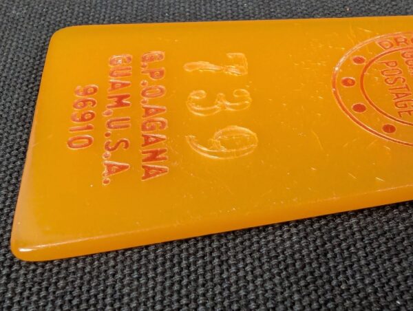 Vintage Guam Hilton Hotel Room Key and Plastic Tag Set 739 Orange Silver Brass