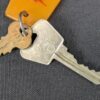 Vintage Guam Hilton Hotel Room Key and Plastic Tag Set 739 Orange Silver Brass