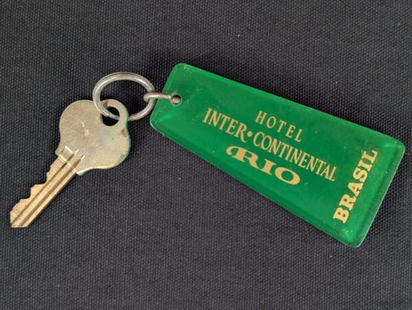 Inter-Continental Hotels Rio Brasil Vintage Metal Key and Acrylic Keychain 1502