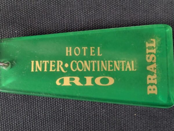 Inter-Continental Hotels Rio Brasil Vintage Metal Key and Acrylic Keychain 1502