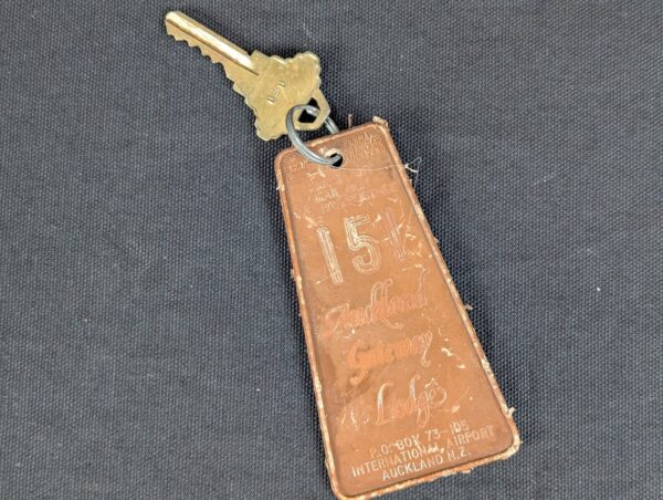Auckland Gateway Lodge Hotel Room Key and Plastic Fob 151 Vintage Souvenir Brown