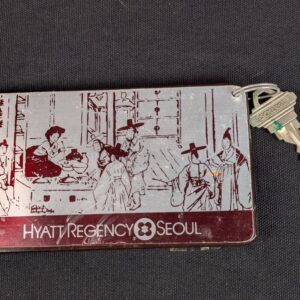Hyatt Regency Seoul Hotel Room Key Tag and Schlage Key 1440 Silver Maroon Gold