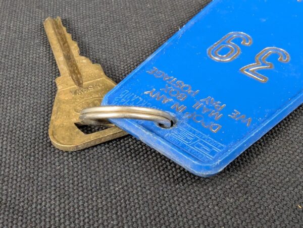 Vintage Hotel Russley Christchurch Room Key Fob 39 Blue Gold Permark Signs NZ