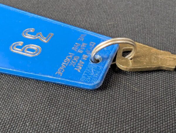 Vintage Hotel Russley Christchurch Room Key Fob 39 Blue Gold Permark Signs NZ