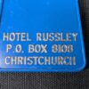 Vintage Hotel Russley Christchurch Room Key Fob 39 Blue Gold Permark Signs NZ